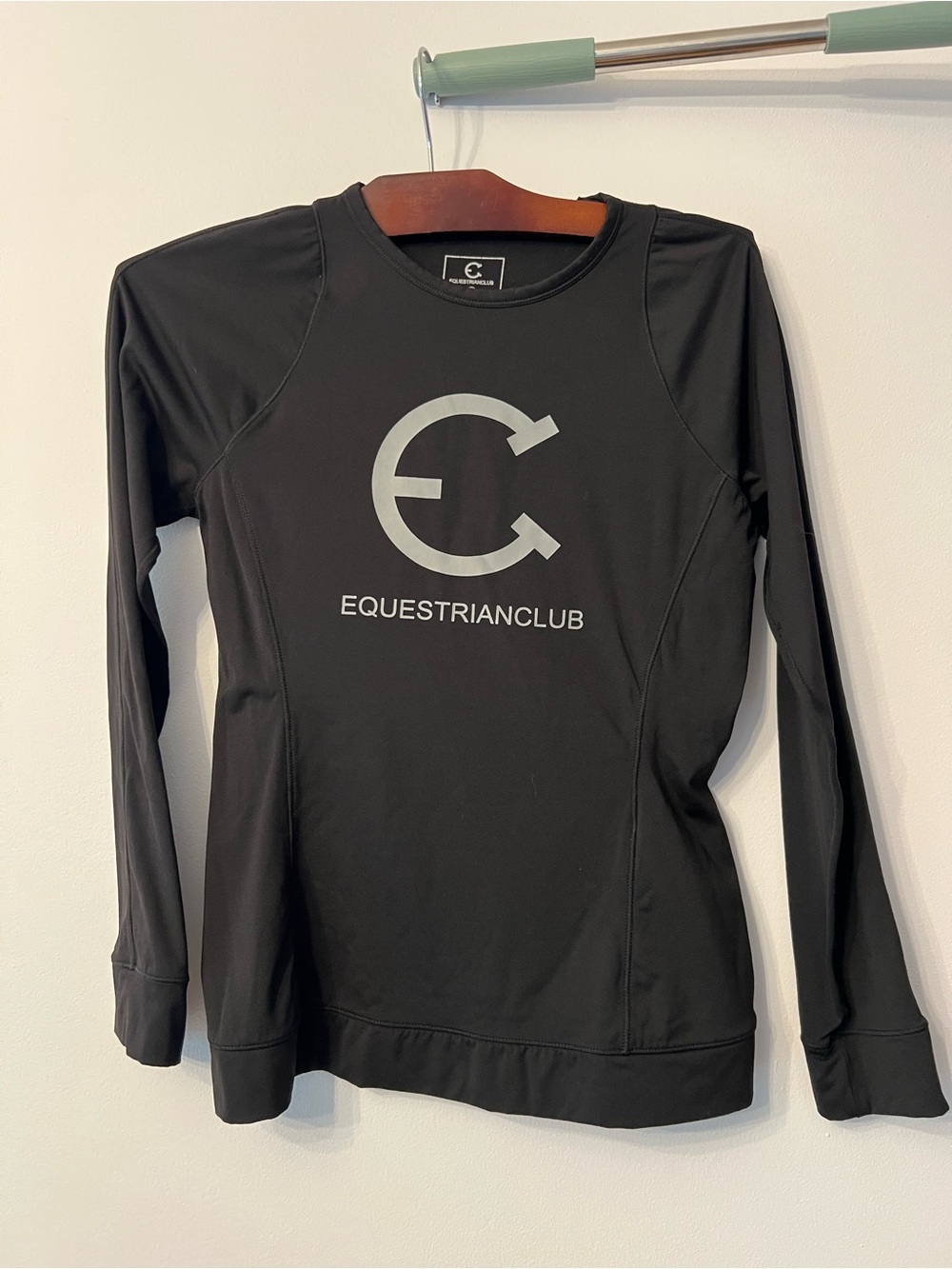 Equestrian Club Black Long Sleeve Riding Logo Top